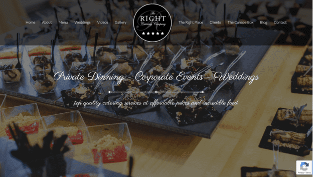 The Right Catering Company new website